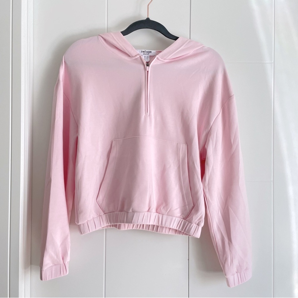 3/$45 Baby Pink Half Zip Hoodie Sweatshirt - Picture 2 of 7